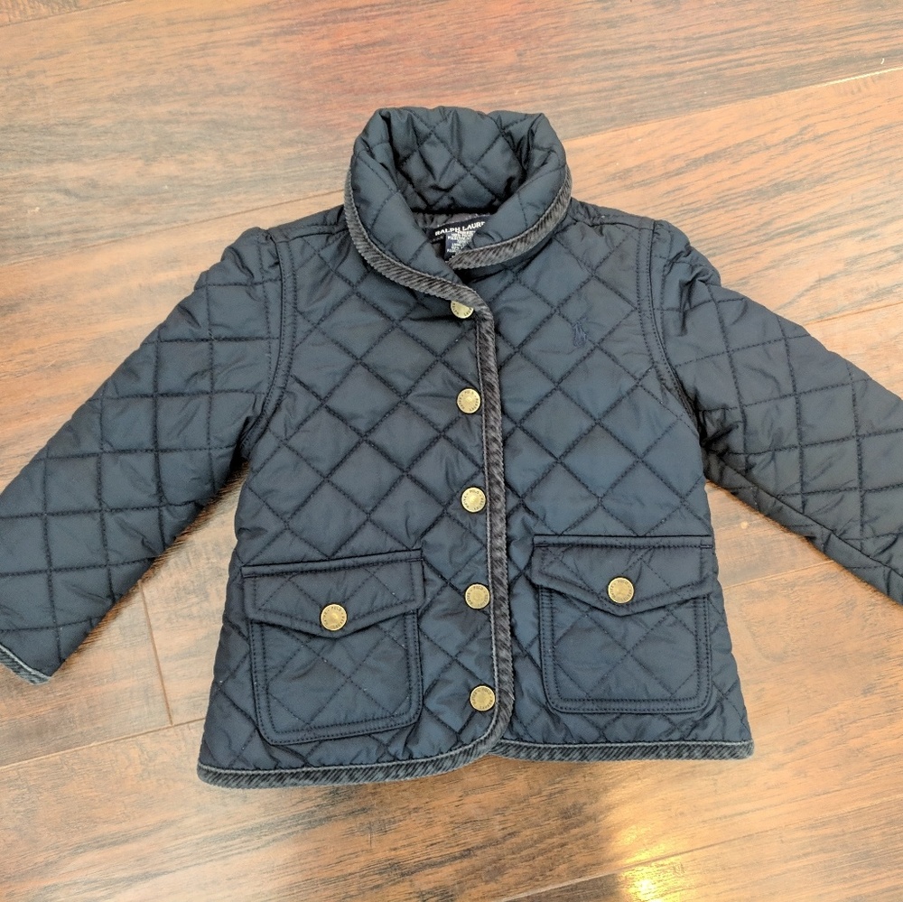 Girls Ralph Lauren Quilted Navy Blue Coat 24mths